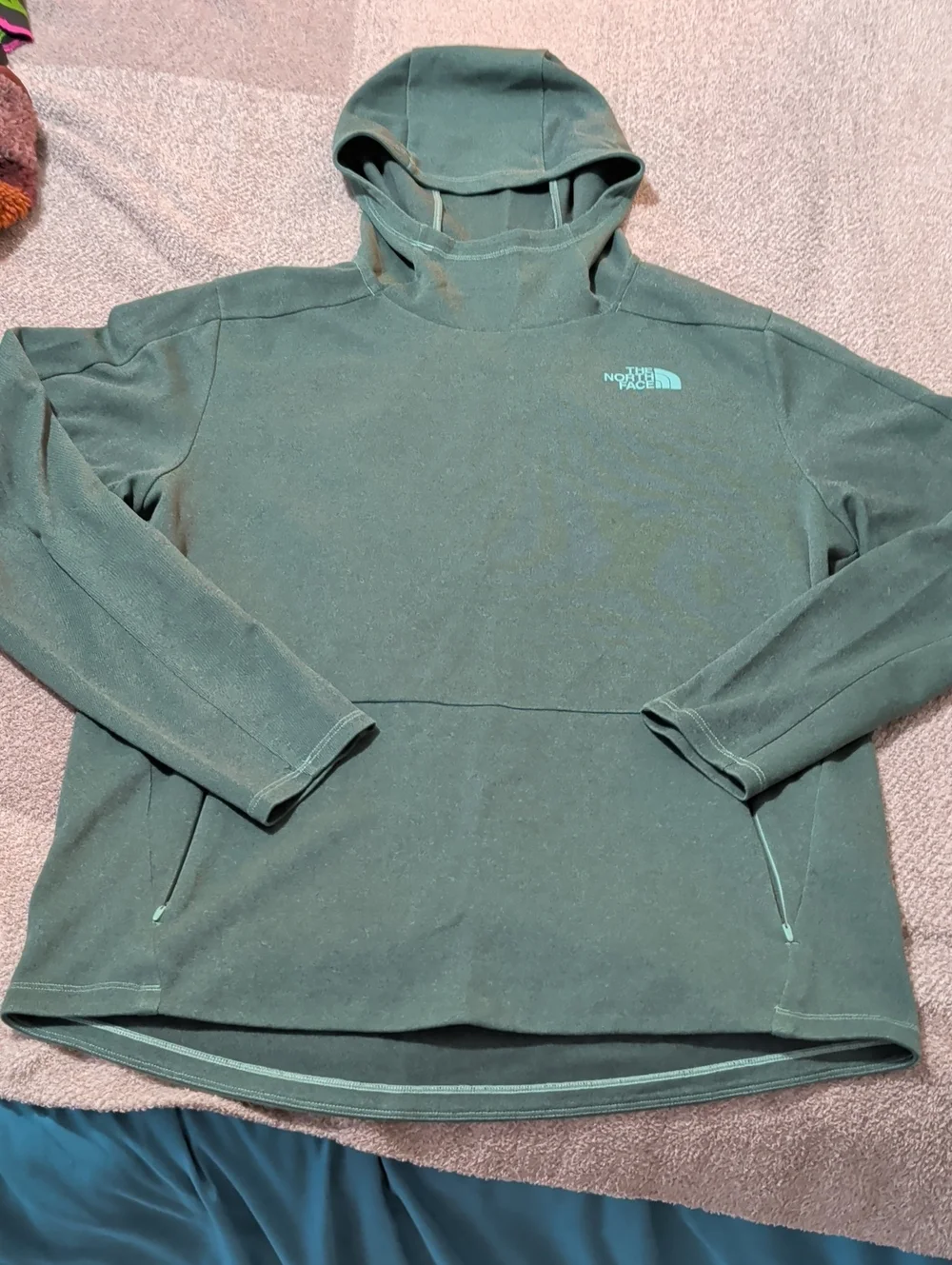 The North Face Men's Teal Green Crewneck Hoodie Sweatshirt